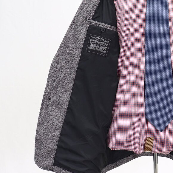 Levi Strauss 44L L/G Gray Two Button Cotton Light Weight Blazer Jacket G… - Picture 9 of 11